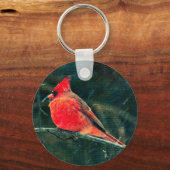 Winterkardinaal in Snowstorm - Verbeterd Sleutelhanger (Voorkant)