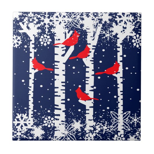 Winterkardinaal Tegeltje (Voorkant)