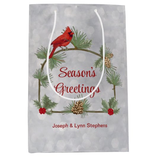Winterkardinalen en pijnenseeltas medium cadeauzakje (Voorkant)