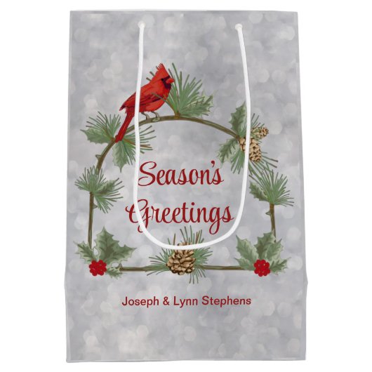 Winterkardinalen en pijnenseeltas medium cadeauzakje (Achterkant)