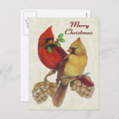 Winterkardinalen Feestdagenkaart (Voorkant / Achterkant)