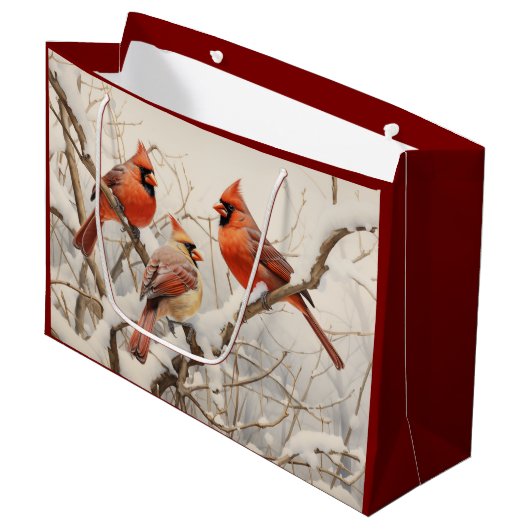 Winterkardinalen Groot Cadeauzakje (Voorkant Gekanteld)