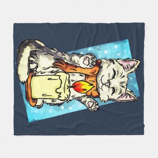 Winterkat Fleece Deken (Voorkant (Horizontaal))