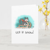 Winterkat op een stevige kerst kaart (Gele Bloem)