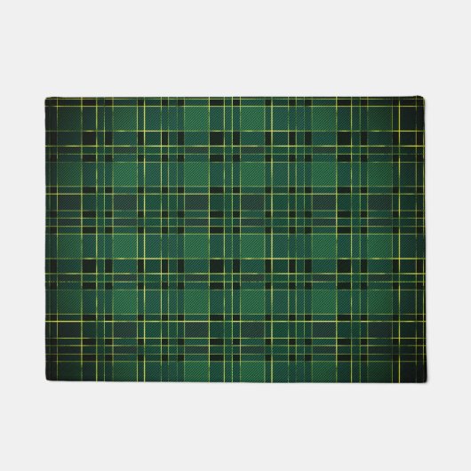 Winterkerst Groen en Zwarte Tartan & Gold Foil Deurmat (Voorkant)