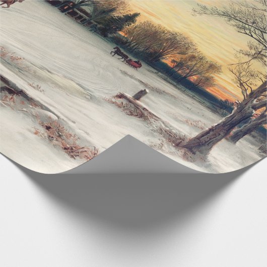 winterkerst per paard en koets cadeaupapier (Hoek)