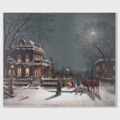  winterkerstavond bij maanlicht cadeaupapier (Vlak)