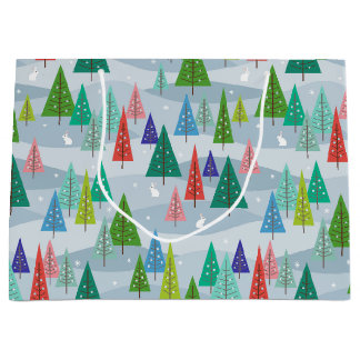 Winterkerstbomen geïnspireerd groot cadeauzakje