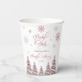 Winterkerstbomen Sneeuwvlokken Roze Baby shower Papieren Bekers (Achterkant)