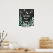winterkerstbomen welkom trouwbord poster (Keuken)