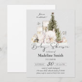 Winterkerstboom Baby shower Uitnodiging (Voorkant / Achterkant)