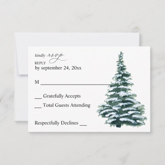 Winterkerstboom Greenerno Meal RSVP Card Kaartje (Voorkant)