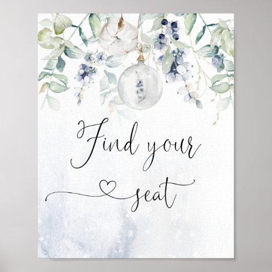 Winterkerstbubbel vind je stoel poster (Voorkant)