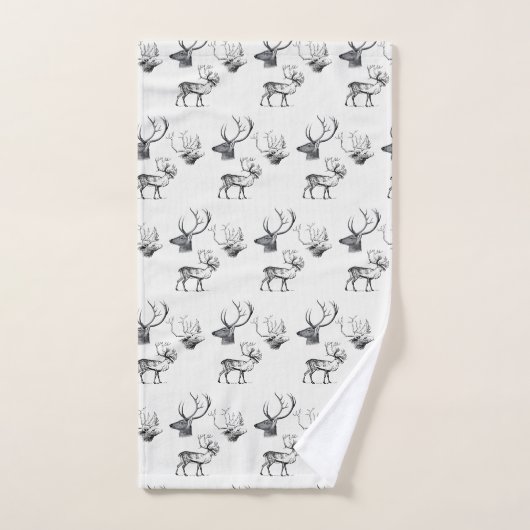 Winterkerstfeest Der Head Antlers Patroon Bad Handdoek (Handdoek)