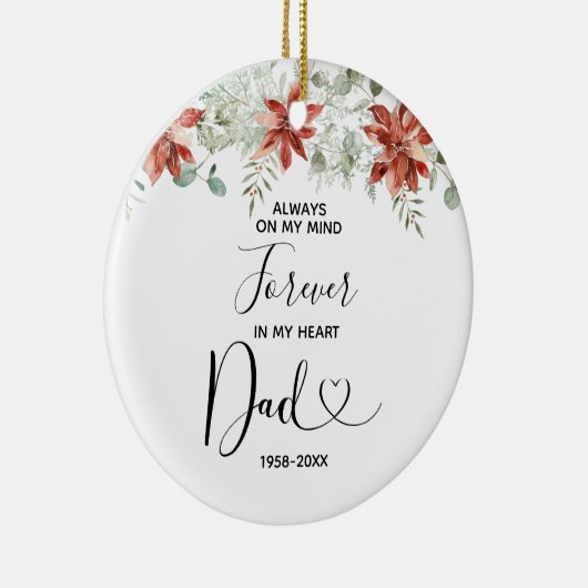 WinterkerstFloral in liefdevol geheugen van pap Keramisch Ornament (Rechts)