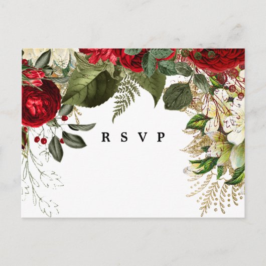winterkerstfloralen bruiloft rsvp briefkaart (Voorkant)