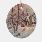 Winterkerstkerscène Keramisch Ornament (Links)