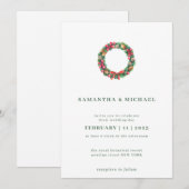 Winterkerstmis met eenvoudige elegante bruiloft kaart (Voorkant / Achterkant)