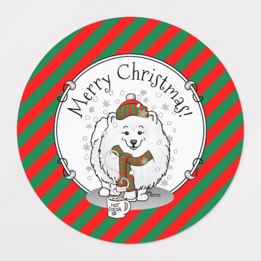 Winterkerstpommeren (wit) Dog Scarf Snow Labels (Design 2)