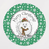 Winterkerstpommeren (wit) Dog Scarf Snow Labels (Design 1)