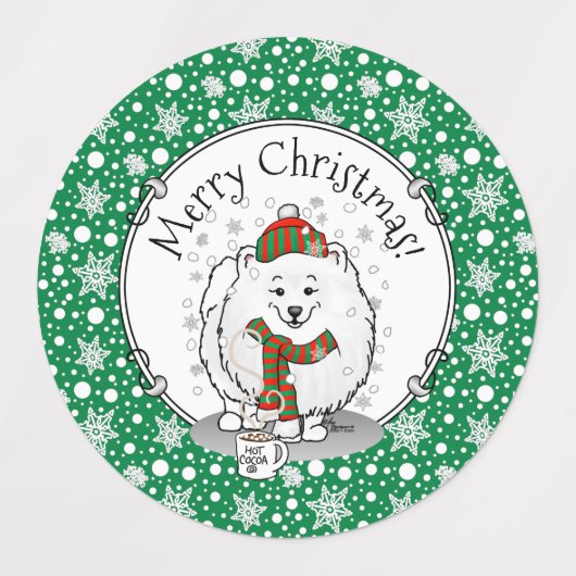 Winterkerstpommeren (wit) Dog Scarf Snow Labels (Design 1)