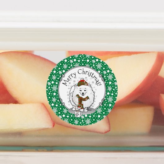 Winterkerstpommeren (wit) Dog Scarf Snow Labels (Aangebracht)