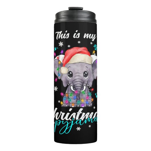 Winterkerstpyjama olifant thermosbeker (Voorkant)