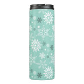 Winterkerstseizoennaam Turquoise-Blue Thermosbeker (Achterkant)
