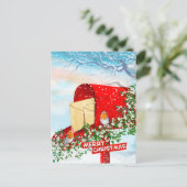 Winterkerstvogels Een rode postbus Briefkaarten (Staand voorkant)