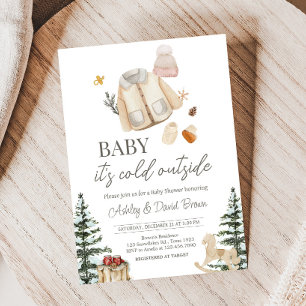 Winterkleding Het is koud buiten Baby shower Kaart
