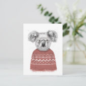 Winterkoala (rood) briefkaart (Staand voorkant)