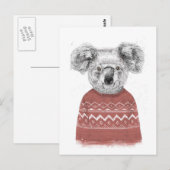 Winterkoala (rood) briefkaart (Voorkant / Achterkant)