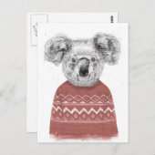 Winterkoala (rood) briefkaart (Voorkant / Achterkant)