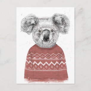 Winterkoala (rood) briefkaart