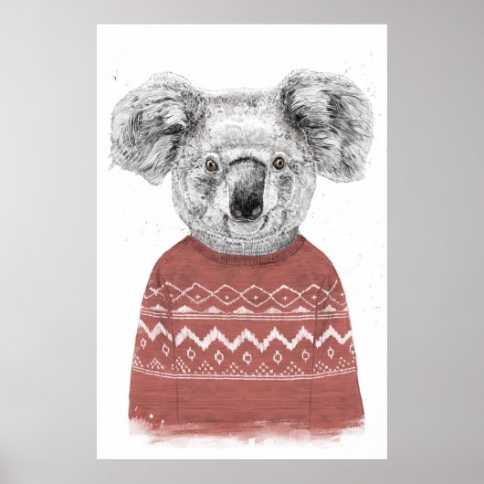 Winterkoala (rood) poster (Voorkant)