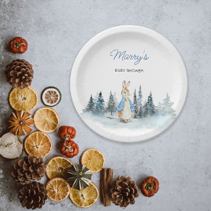 Winterkonijn Baby shower Papieren Bordje