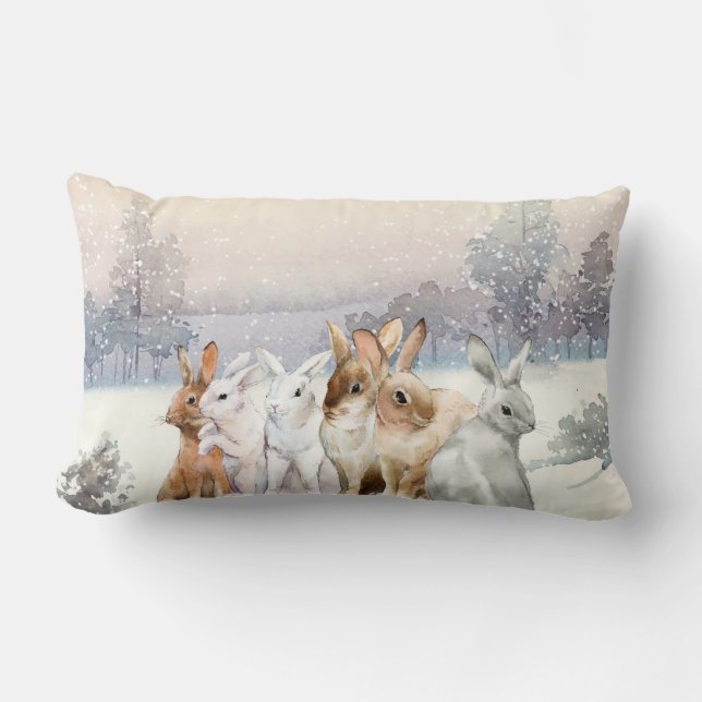 Winterkonijnen Kussen (Voorkant)