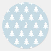 Winterkonijnenpatroon Ronde Sticker (Voorkant)