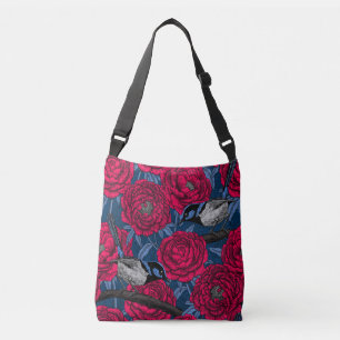 Winterkoninkjes in de pioenen crossbody tas