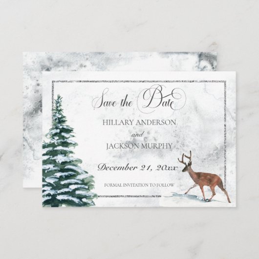 Winterkrans & Kardinaal Bruiloft Save The Date (Voorkant / Achterkant)