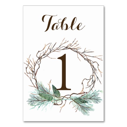 Winterkrans Trouwtafel Nummer Kaart (Voorkant)