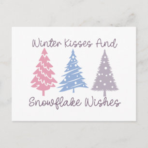 Winterkussen en sneeuwvlok wensen briefkaart