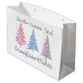 Winterkussen en sneeuwvlok wensen groot cadeauzakje (Achterkant Gekanteld)