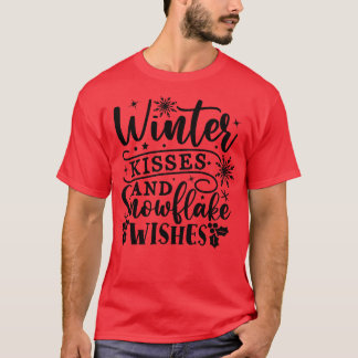 Winterkussen en sneeuwvlok wensen t-shirt