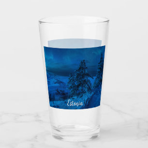 Winterkust van het zee in maanlicht glas