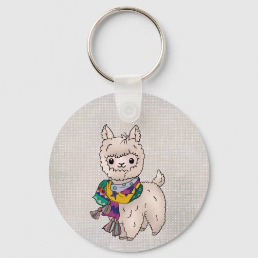 Winterlama Button Sleutelhanger (Voorkant)