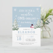 winterland 1e verjaardag uitnodiging (Staand voorkant)