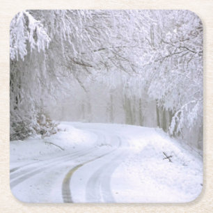 Winterland Snow Vierkante Kartonnen Onderzetter