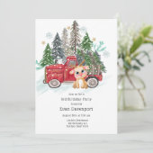 Winterland Vrachtwagen en Baby Rudolph Verjaardags Kaart (Staand voorkant)