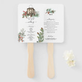 Winterlandelijke dennenboom lantaarn huwelijksprog handwaaier (Voorkant en achterkant)